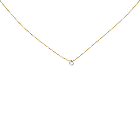 Collier 750 Gold Gelbgold 1 Diamant Brillant 45 cm