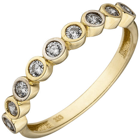 Damen Ring 333 Gold Gelbgold bicolor 9 Zirkonia Goldring