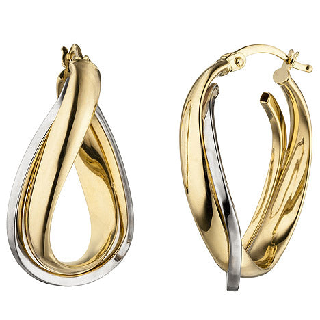 Creolen 585 Gold Gelbgold bicolor Ohrringe Goldohrringe