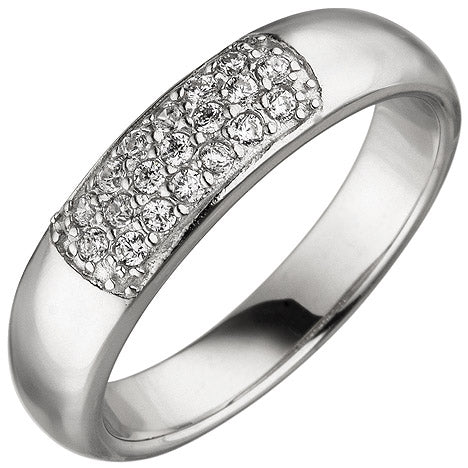 Damen Ring 925 Sterling Silber 19 Zirkonia Silberring