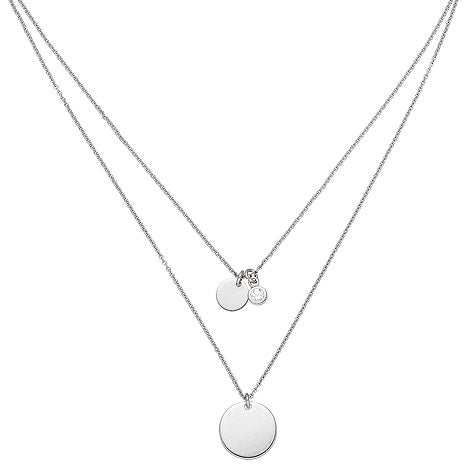 Collier 2-reihige Kette mit Anhänger 925 Sterling Silber 1 Zirkonia 44 cm