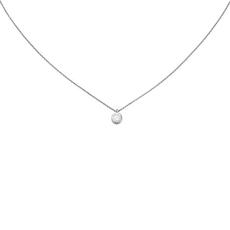 Collier 925 Sterling Silber 1 Zirkonia 43 cm Silberkette Karabiner
