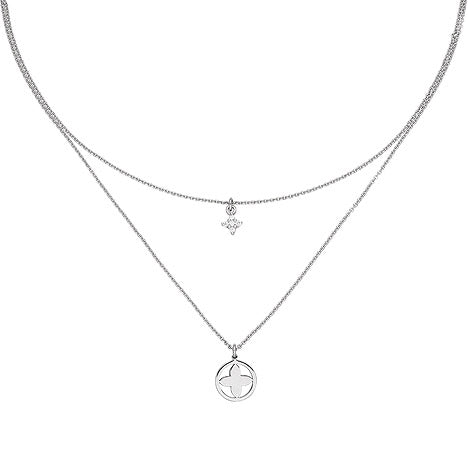 Collier Halskette 925 Sterling Silber 5 Zirkonia 44 cm