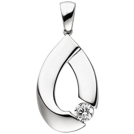Anhänger Tropfen 925 Sterling Silber 1 Zirkonia Silberanhänger