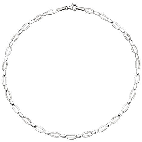 Collier Halskette 925 Silber 168 Zirkonia 45 cm Kette Silberkette
