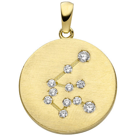 Anhänger Sternzeichen Wassermann 333 Gold Gelbgold matt 11 Zirkonia Goldanhä