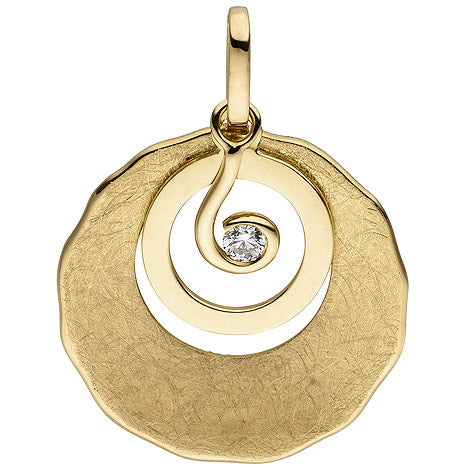 Anhänger 585 Gold Gelbgold eismatt 1 Diamant Brillant Diamantanhänger