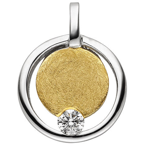 Anhänger 585 Gold Gelbgold bicolor eismatt 1 Diamant Brillant