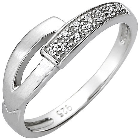 Damen Ring 925 Sterling Silber 13 Zirkonia Silberring