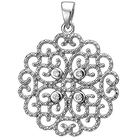 Anhänger 925 Sterling Silber 4 Zirkonia Silberanhänger