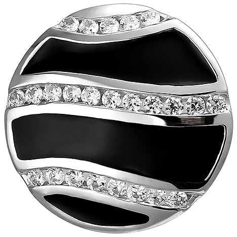 Anhänger 925 Sterling Silber mit schwarzer Emaille und 24 Zirkonia