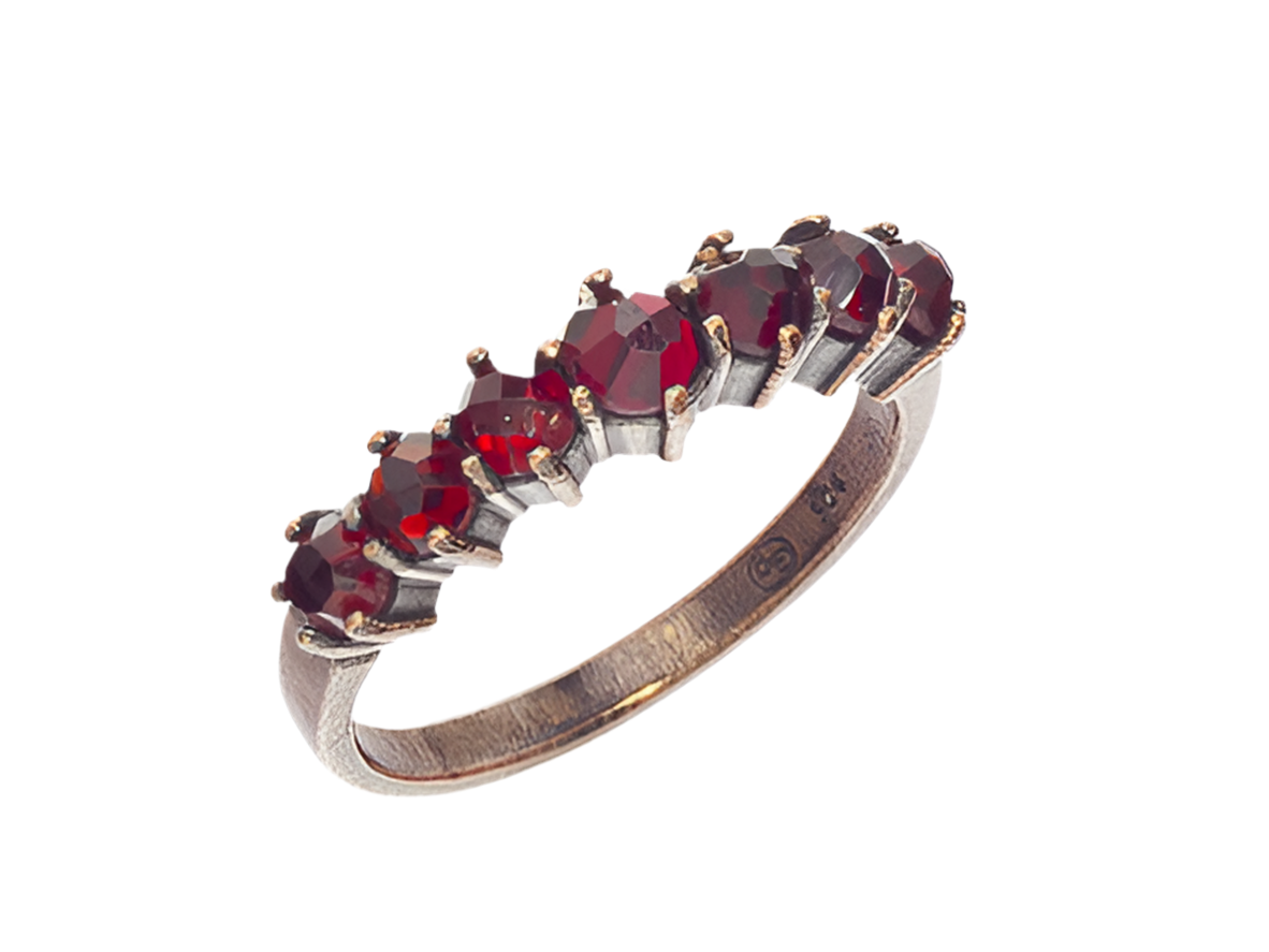 Ring Granat 925 Silber patiniert