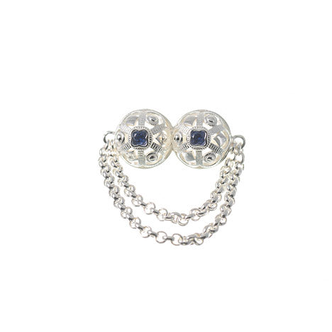 Brosche Tracht 835 Silber blau