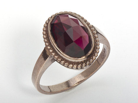 Ring Granat 925 Silber patiniert