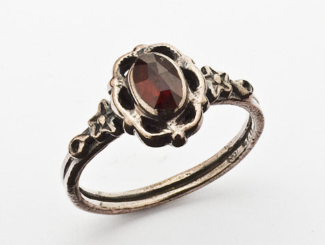Ring Granat 925 Silber patiniert