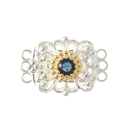 Schließe für Kropfkette 925 Silber Trachtenschmuck blau