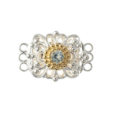 Schließe für Kropfkette 925 Silber Trachtenschmuck hellblau