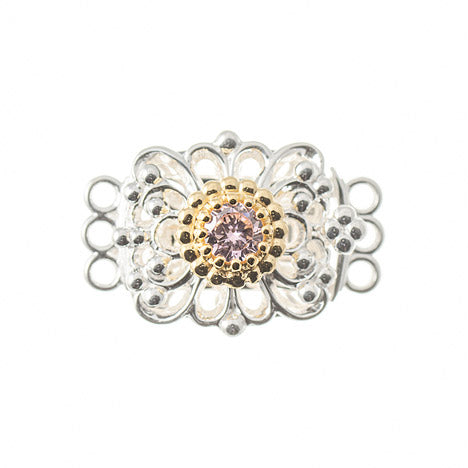 Schließe für Kropfkette 925 Silber Trachtenschmuck pink