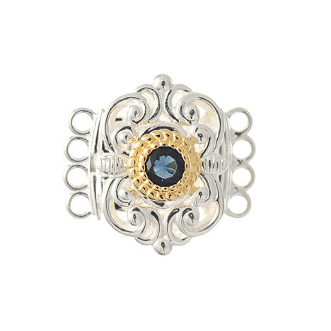 Schließe für Kropfkette 925 Silber Trachtenschmuck blau