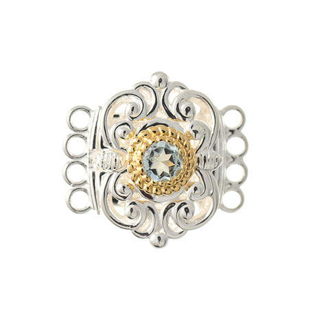 Schließe für Kropfkette 925 Silber Trachtenschmuck hellblau