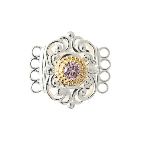 Schließe für Kropfkette 925 Silber Trachtenschmuck pink