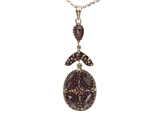 Collier Kette mit Anhänger Granat 925