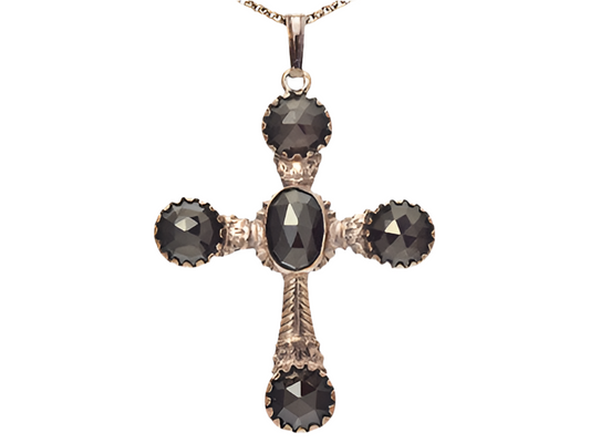 Collier Kette mit Anhänger Granat Kreuz 925