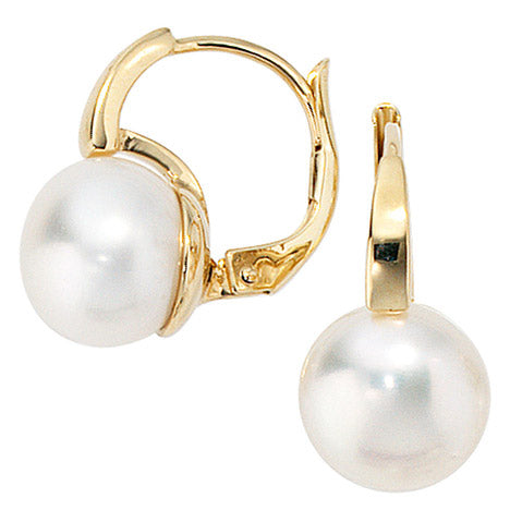 Boutons 585 Gold Gelbgold 2 Süßwasser Perlen Ohrringe Ohrhänger Perlenohrringe