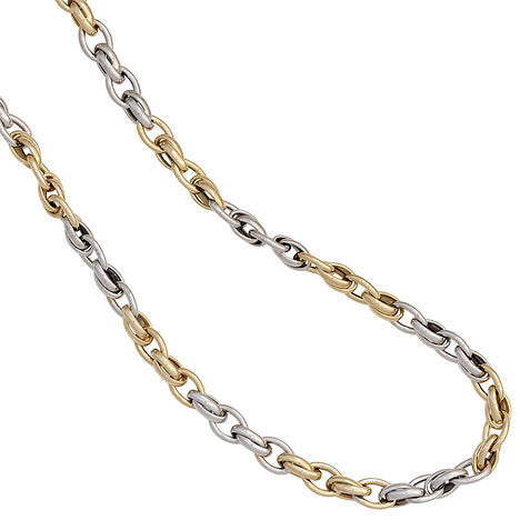 Collier Halskette 585 Gold Gelbgold Weißgold bicolor 45 cm Kette Goldkette