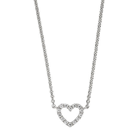 Collier Halskette Herz 925 Sterling Silber mit Zirkonia 42 cm Kette Silberkette