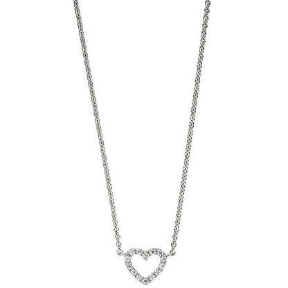Collier Halskette Herz 925 Sterling Silber mit Zirkonia 42 cm Kette Silberkette