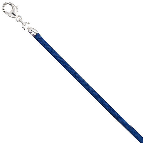 Collier Halskette Seide blau 2 8 mm 42 cm Verschluss 925 Silber Kette