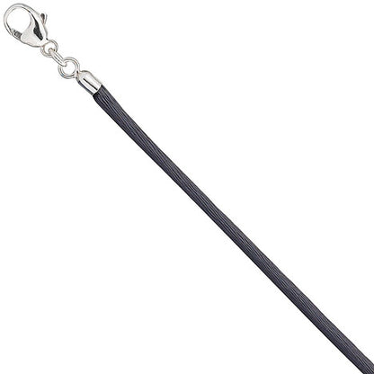 Collier Halskette Seide grau 2 8 mm 42 cm Verschluss 925 Silber Kette