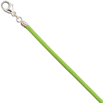 Collier Halskette Seide hellgrün 2 8 mm 42 cm Verschluss 925 Silber Kette