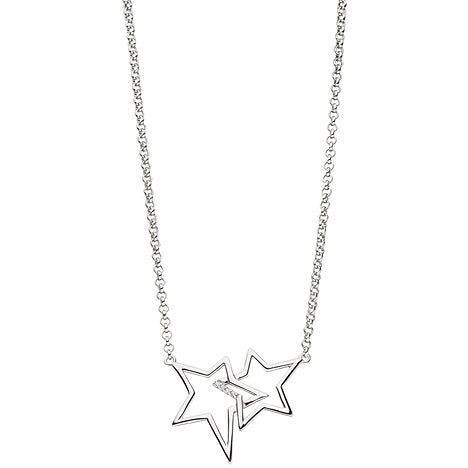 Collier Halskette Sterne 925 Silber mit Zirkonia 45 cm Kette Silberkette