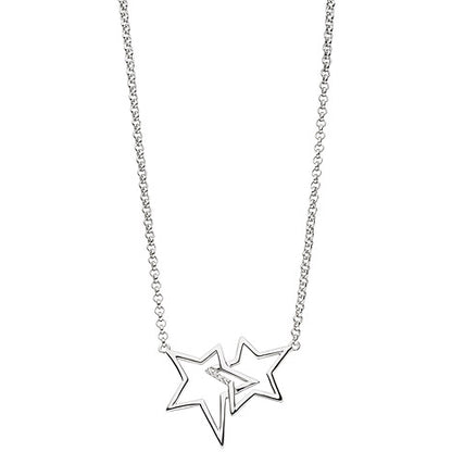 Collier Halskette Sterne 925 Silber mit Zirkonia 45 cm Kette Silberkette