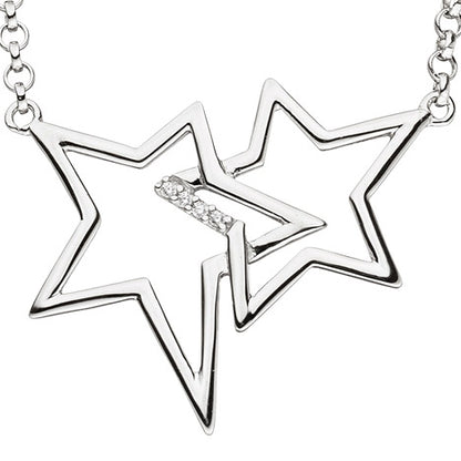 Collier Halskette Sterne 925 Silber mit Zirkonia 45 cm Kette Silberkette