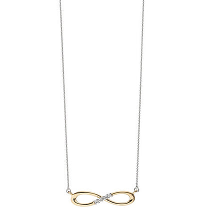 Collier Halskette Unendlich 585 Gold bicolor 5 Diamanten Brillanten Kette