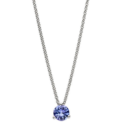 Collier Kette mit Anhänger 585 Gold Weißgold 1 Tansanit blau 42 cm Halskette