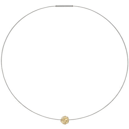 Collier Kette mit Anhänger aus Edelstahl mit 585 Gold kombiniert matt 42 cm