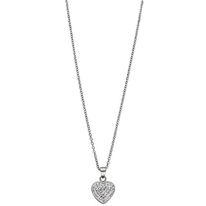 Collier Kette mit Anhänger Herz aus Edelstahl mit Kristallen 45 cm