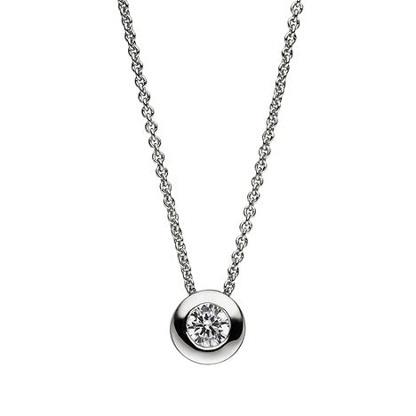 Collier Kette mit Anhänger rund 925 Sterling Silber 1 Zirkonia 42 cm Silberkette