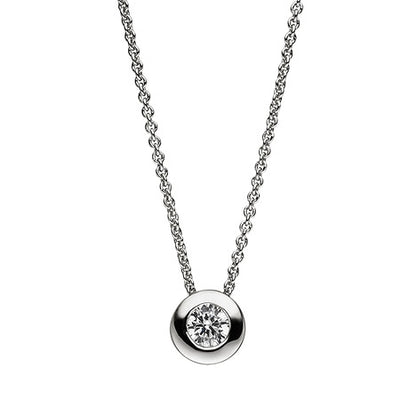 Collier Kette mit Anhänger rund 925 Sterling Silber 1 Zirkonia 42 cm Silberkette