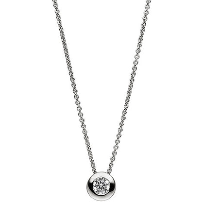 Collier Kette mit Anhänger rund 925 Sterling Silber 1 Zirkonia 42 cm Silberkette