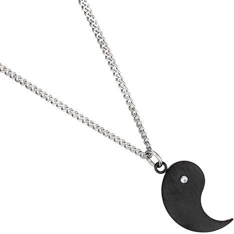 Collier Kette mit Anhänger Ying Yang 4-teilig Edelstahl 2 Zirkonia Halskette