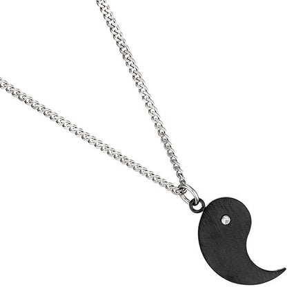 Collier Kette mit Anhänger Ying Yang 4-teilig Edelstahl 2 Zirkonia Halskette