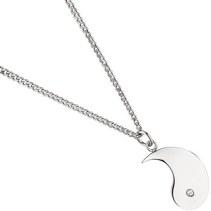 Collier Kette mit Anhänger Ying Yang 4-teilig Edelstahl 2 Zirkonia Halskette