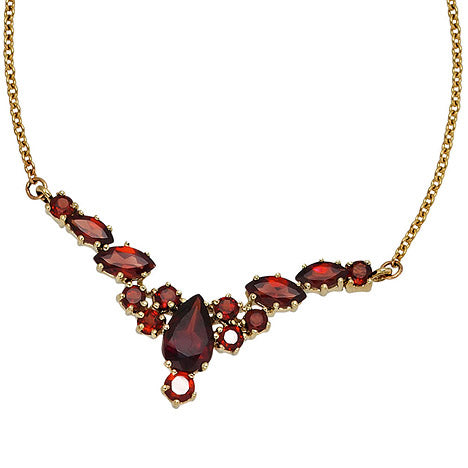 Collier Statement Halskette 333 Gold Gelbgold 14 Granate rot 42 cm Kette