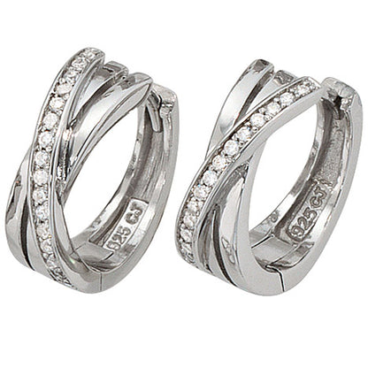 Creolen 925 Sterling Silber mit Zirkonia Ohrringe Silberohrringe Silbercreolen