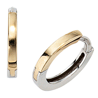 Creolen rund 333 Gold Gelbgold Weißgold bicolor Ohrringe Goldcreolen